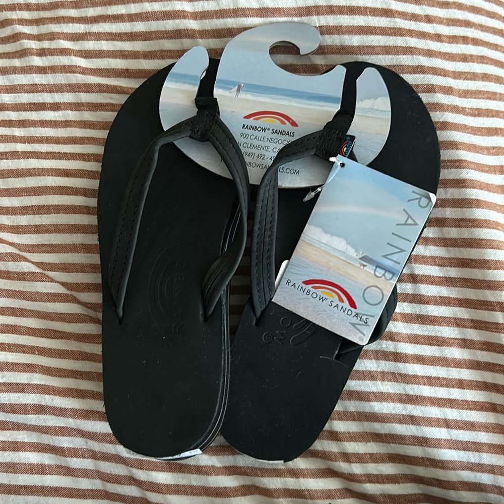 Rainbow Leather Sandals size 6 Women's Double Layer, Narrow Strap, Leather